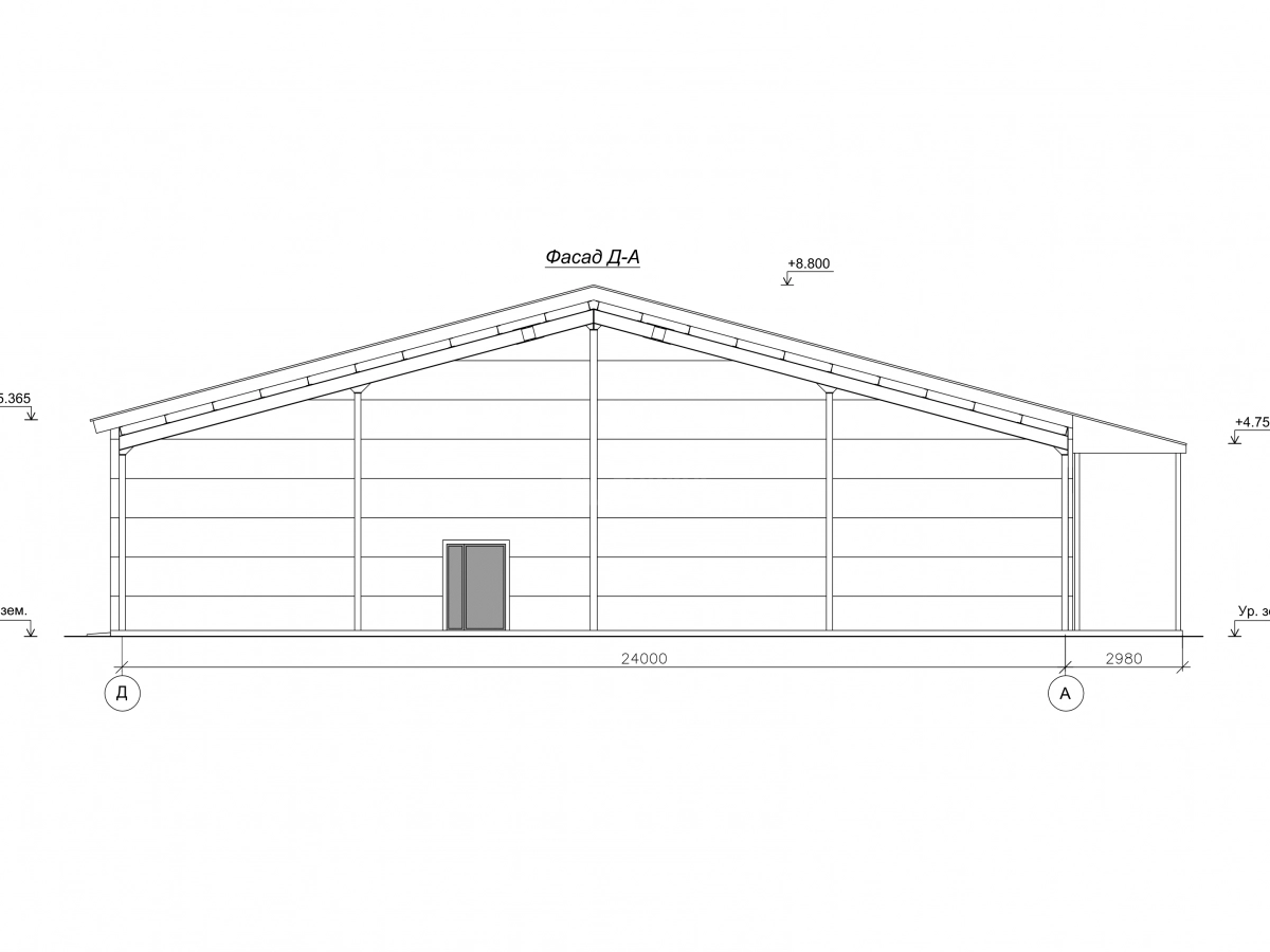 Планировка Ангар-склад с навесом из сэндвич-панелей -  фото 3